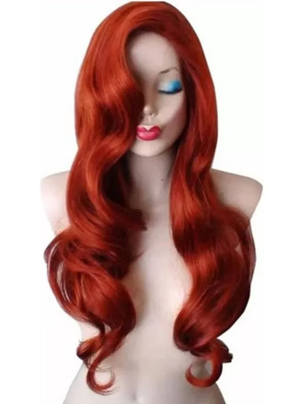 New Copper Red Spiral Curly Cosplay Wig - Heat Resistant Big Wave Hair for Women